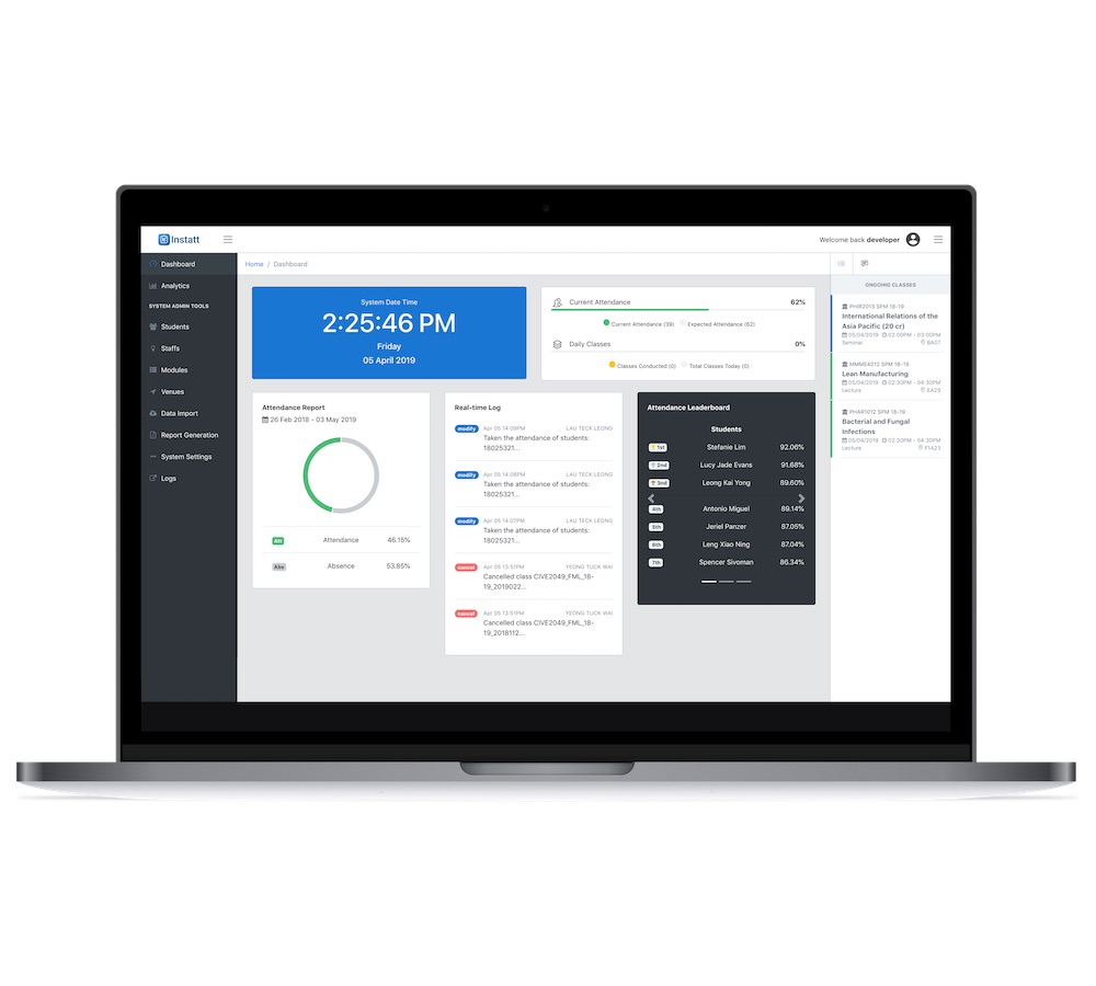 Admin Webapp Dashboard - Attendance Monitoring and Management